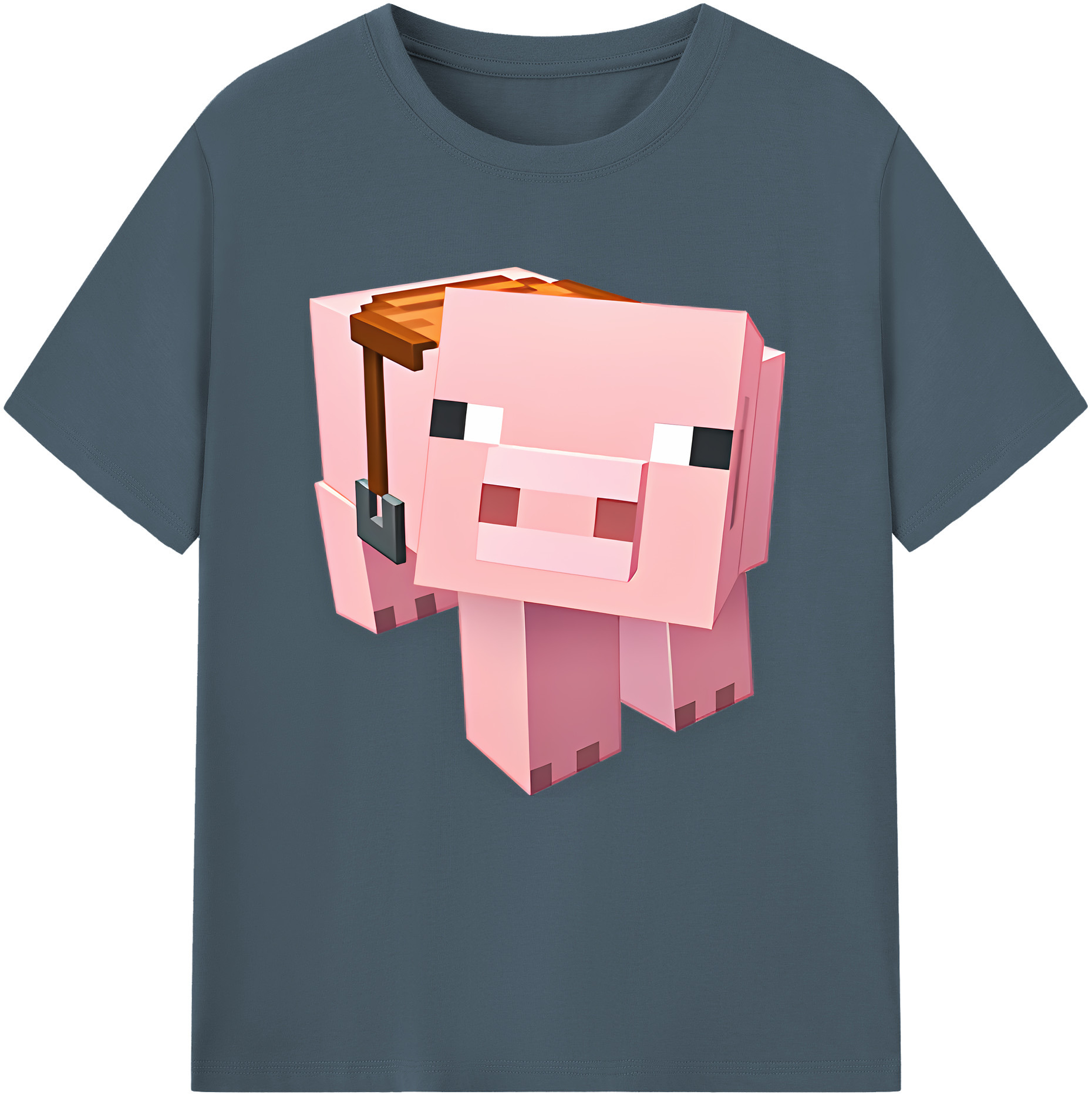 （画像用） マインクラフト ブロックの世界 Minecraft MC Block world 綿100％半袖Tシャツ（フロントプリント）
